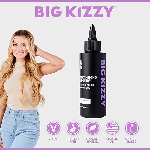 Big Kizzy Keratin Bond Remover - Gel Remover for Keratin Extensions - Gentle, Damage free Removal - 4oz