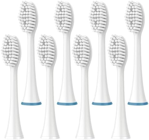 Standard Electric Toothbrush Heads - 8 Pack Electric Toothbrush Replacement Brush Heads for Dazzlepro Elements - Tooth Brush Heads for AquaSonic Vibe, Duo Pro & Black Series Pro (White)
