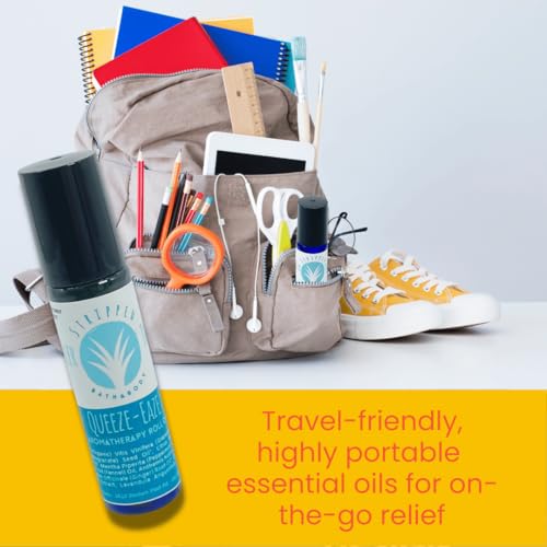 Stripped Bath & Body Queaze Eaze Essential Oil Roll On | Stomach Support Essential Oil Blend with Ginger, Lemon, Peppermint, and Fennel – Skin-Friendly Carrier Oils | Stocking Stuffer Gift
