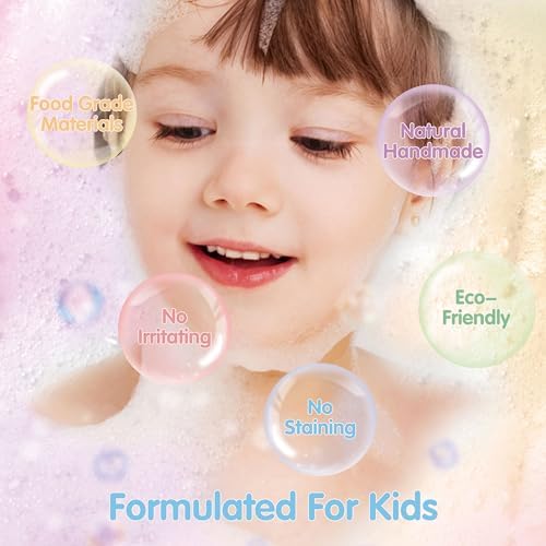 Kids Bath Bombs, 6 Pack Mermaid Bath Bombs for Kids, 4 Oz Natural Organic Bubble Shells with Surprise Jewelry, Perfect Birthday, Christmas Party