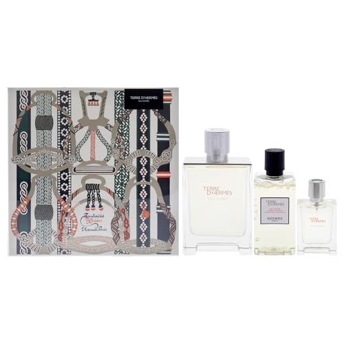 Terre DHermes Eau Givree by Hermes for Men - 3 Pc Gift Set 3.3oz EDP Spray, 0.41oz EDP Spray, 2.7oz Shower Gel