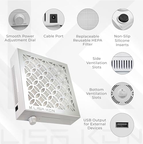 Nail Dust Collector with Reusable Filter, Professional Vacuum Fan Dust Extractor, Powerful & Quiet Nail Tech Dust Suction Machine for Acrylic Gel Nail Polishing, High-End Nail Salon