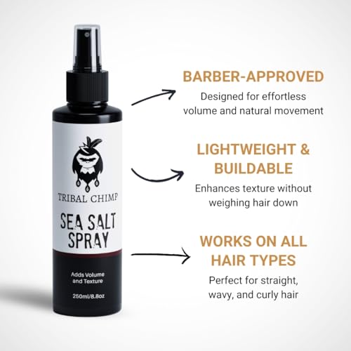 Sea Salt Spray for Men 250ml – Sea Salt Hair Spray for Volumizing, Thickening & Texturizing Hair of All Types – Strong Extra Hold, Natural, Non-Toxic & Alcohol Free Hairspray