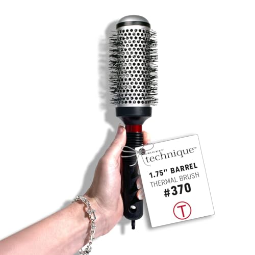 Cricket Technique Thermal Hair Brush #370 1.75” for Blow-Drying, Curling, and Styling – Heat-Retaining Barrel with Anti-Static Tourmaline Bristles, Round Thermal Brush, Ideal for All Hair Types