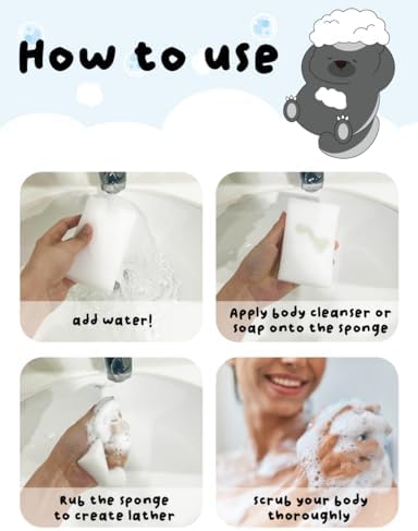 Disposable Bath Sponge White 24Pack / Easy to Carry Anytime, Anywhere/Travel, Camping, Clean Shower Supplies