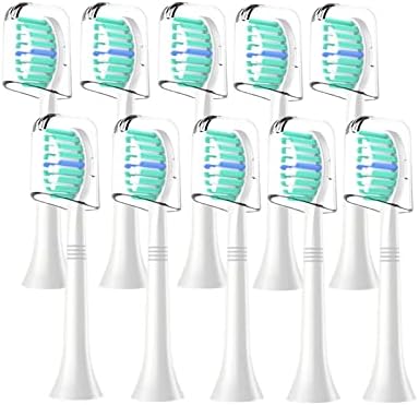 Replacement Toothbrush Heads Compatible with Philips Sonicare:10 Pack Professional Electric Brush Heads for 4100 6100 &More Snap-on Handles