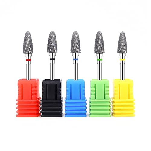 Fantexy Nail Drill Bits Set for Acrylic Nails,3/32 Inch Professional Tungsten Nail File Bits Nail Art Tools,Manicure Pedicure Shapen Remove Tools, Home Salon Use(5Pieces