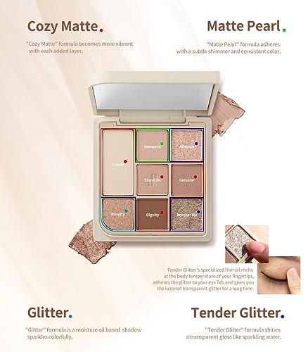 Heart Percent Dote On Mood Eye Palette, Matte & Glitter Nudy Theme Soft & Elegant Look Makeup Eyeshadow (04 Another Nude Facets)