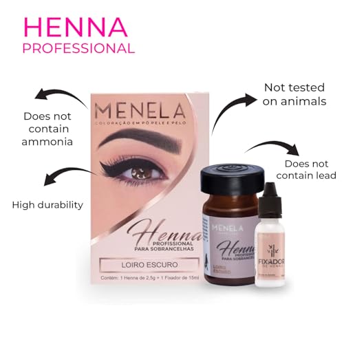 Eyebrow Henna Tint Kit - Light Brown Brow Color with Bamboo Extract - Natural Look, Easy Application - 2.5g Henna + 15ml Fixer - Ammonia-Free, Vegan, Cruelty-Free