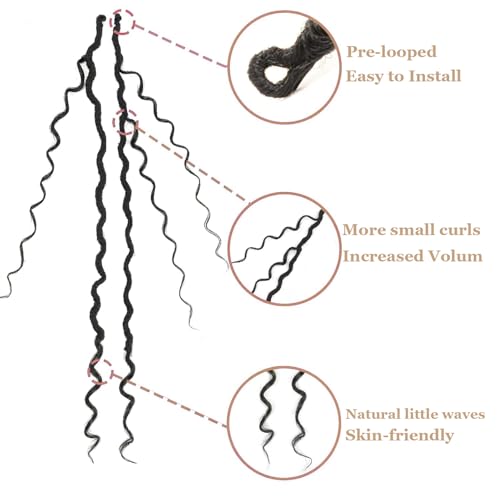 8 Packs Goddess Locs Crochet Hair for Black Women 18 Inch, Pre-looped Faux Locs with Curly Ends Long River Crochet Hair for Black Women Hair Extensions(1B,18 Inch)