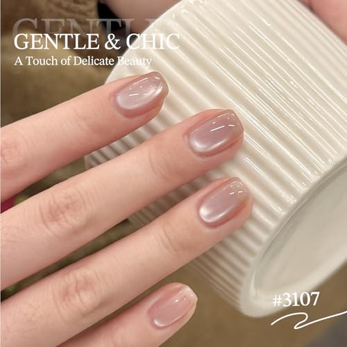 GAOY 16ml 6 Colors Cat Eye Gel Nail Polish Set with 3-in-1 Magnet, Sheer Pink Blue Green Holographic Gel Polish, UV Light Cure Manicure for Salon and Nail Art DIY at Home, Dreamy Crystal