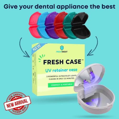 FRESH KNIGHT UVC Retainer Cleaner & Denture Cleaner - UV Retainer Case - Ideal for Invisalign & Mouth Guards - White UV Retainer Container - Convenient Travel Size