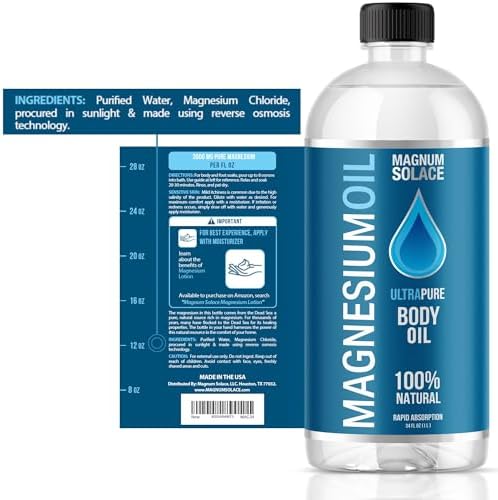 Magnesium Oil for Muscles Magnesium Bath Soak - Large 1 Liter (34 oz) for Use in Salt Bath, Foot Soaks or to Refill Magnesium Oil Spray Bottles - Great Alternative to Magnesium Bath Flakes