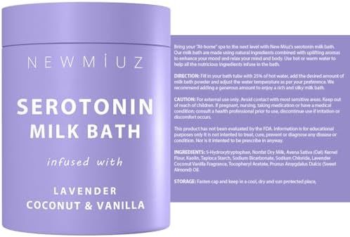 Creamy Coconut Lavender Milk Bath Soak Powder Moisturize Skin Calm Vanilla Luxury Spa Salt Destress Relaxation Gift for Women Perfect Stocking Stuffer