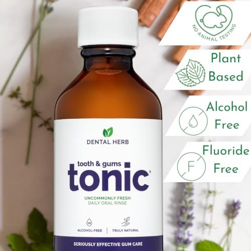 Dental Herb Company Tooth & Gums Tonic Oral Rinse – *Fresh New Look – Same Trusted Formula* Natural Mouthwash with Essential Oils & Herbs for Gum Health, Bad Breath & Irritation 18 oz.