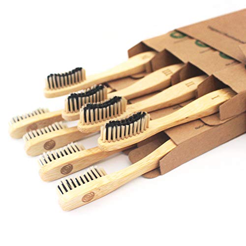 Bamboozled | Bamboo Toothbrush | Charcoal Infused BPA Free Medium Bristles | Organic & Sustainable | Biodegradable & Eco-Friendly | Set of 8 | The Natural Way to Whitening Your Teeth