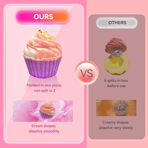 Bath Bombs for Kids with Surprise Jewelry Inside, 8 Cupcake Bath Bombs for Girls Gift Set, Handmade Fizzes Balls with Rich Bubble Bath, Ideal for Chrildren Birthday Christmas