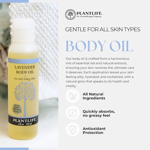 Plantlife Patchouli Body Oil - Moisturizing Natural Body Oil for All Skin Types - Nourishing Dry Skin and Making It Feel Soft and Silky for Women & Men - Bath, Body & Massage Oil - 4oz