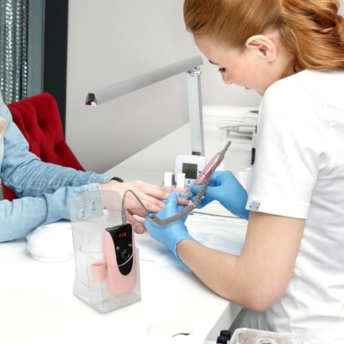 Rechargeable Professional Nail Drill Machine - Madenia 35000 RPM Portable Electric Nail File E File for Acrylic Gel Nails, Manicure Pedicure Polishing Tools with Display Screen, Pink