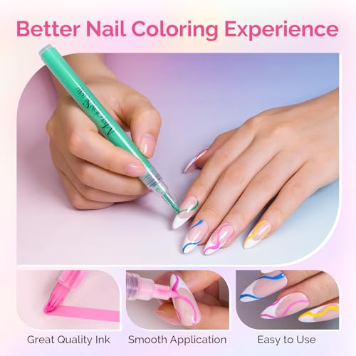 MelodySusie Nail Art Pens Set, 12 Colors 0.7MM Nail Polish Pens for Nail Art, Nail Dotting Tool, Acrylic Paint Markers, Drawing Pen for Nail Design, Manicure Nail Pens for Salon and DIY at Home