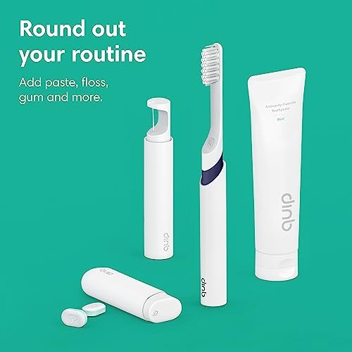 Quip Rechargeable Sonic Toothbrush for Adults - Timed Electric Toothbrush with Cover - Replaceable Brush Head, Soft Bristles, Plastic Handle - Travel Toothbrush - Midnight