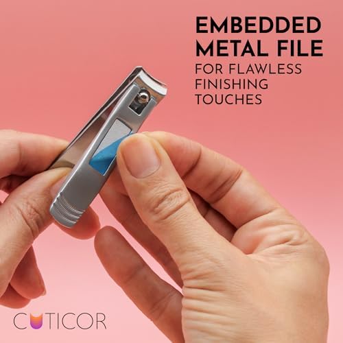 CUTICOR Nail Clipper Set - Set of 2 Fingernail and Toenail Clippers with Tin Travel Case - Ultra Sharp Stainless Steel Nail Clippers for Men and Women - Heavy Duty Nail Clippers for Thick Nails