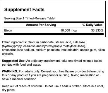 Swanson Biotin - Timed-Release 10,000 mcg 60 Tabs (4 Pack)