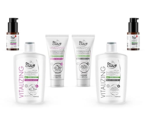 FARMASİ Dr. C. Tuna Vitalizing Garlic Shampoo, Natural Hair Treatment for Hair Growth, Prevents Hair Loss, Stimulates Growth, Relieves Itchy Scalp with Capixyl, and Coconut Oil, 17 fl. oz / 500 ml