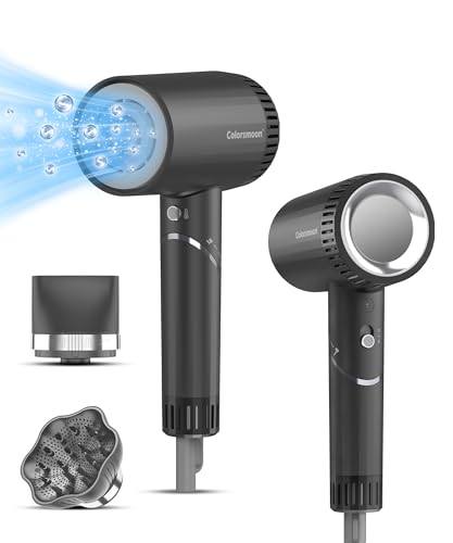 Hair Dryer, 100,000 RPM High-Speed Blow Dryers for Women & Men, Fast-Drying, 500 Million Negative Ions, Heat-Control, Low-Noise with Diffuser & Nozzle, Compact Foldable for Home Travel Use