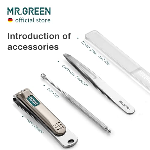 MR.GREEN Colorful Manicure Set Practical Pedicure Kits Nail Clippers Personal Care Tools Facial Hair Scissors with Fashion Case (Mr-6681 Green)
