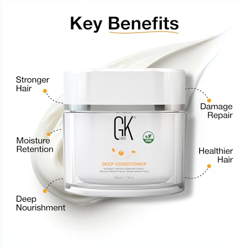 GK HAIR Global Keratin Deep Conditioner Masque (7.05 Fl Oz/200 g) Intense Hydrating Repair Treatment Mask for Dry Damaged Color Treated Frizzy Hair Restoration Formula with JOJOBA Seed Oils