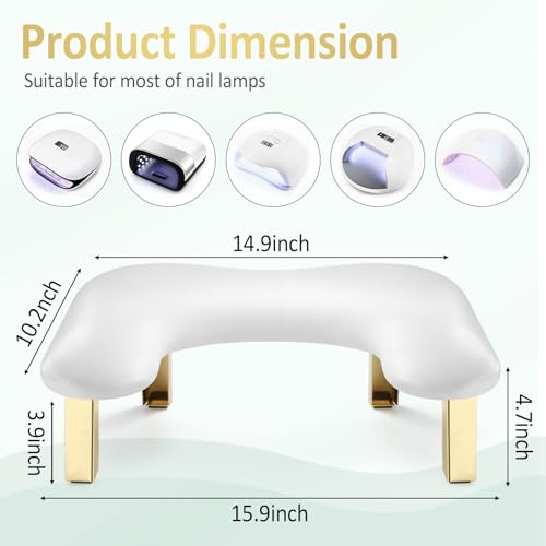 Nail Arm Rest, Arm Rest for Nails Tech, PU Leather Nail Tech Arm Rest, U-Shaped Hand Rest for Nails Tech, Foldable Manicure Hand Rests for Foot Hand Rest, White