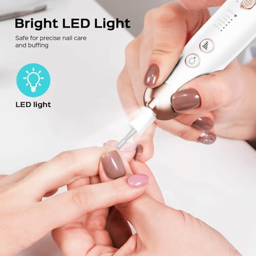 COSLUS Professional Manicure Pedicure Kit: 5 in 1 Electric Nail File Set Toenail Grinder, 5 Speed Cordless Nail Drill for Thick Nail Toenail Cuticle, Hand Feet Trimmer Buffer for Women Men Baby Pets
