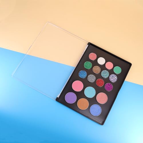 Magnetic Makeup Palette with Clear Top, Empty Eyeshadow Pan Dispensing Storage Box with 40Pcs Adhesive Metal Stickers for DIY Cosmetics Blush Powder(XL Large - 9.25"x6.57")