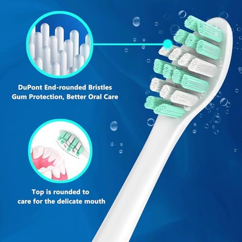 Replacement Toothbrush Heads for Philips Sonicare C2 Replacement Heads 10 Pack Vivena (White, Small)