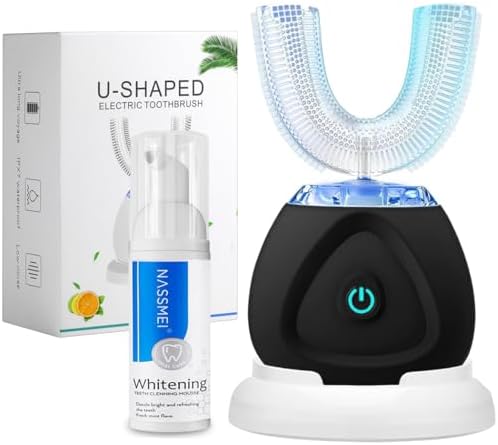 FULYA Ultrasonic Toothbrush with Teeth Whitening Mousse, Automatic Tooth Brush for Adult, 360° Sonic Toothbrushes Waterproof, Rechargeable Electric Ultrasonic Tooth whitening Brush