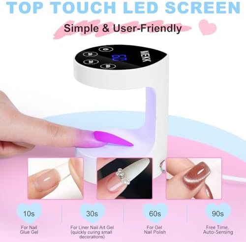 MEKK Mini UV Light for Nails,Peach-Shaped Mini LED Nail Lamp with Auto-Sensor,8 Beads,4 Timer,Professional Single Finger UV Light for Gel Nails Small Gel Nail Lights for Salon & Home DIY Use-White