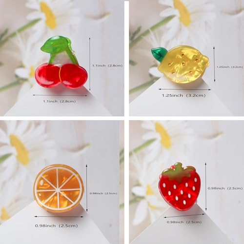 8PK Mini Fruit Hair Claw Clips for Girls Cute Cherry Lemon Strawberry Orange Hair Clip Fun Summer Hair Accessories