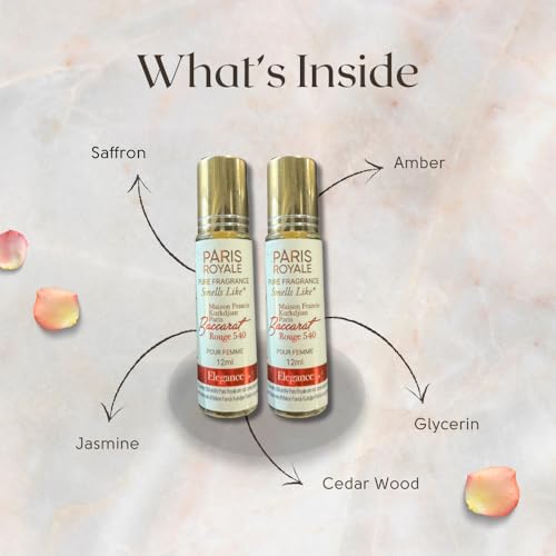 Perfume smells like Baccarat Rouge 540 Parfum Roll On Oil 12ml for Women (Pack of 2)