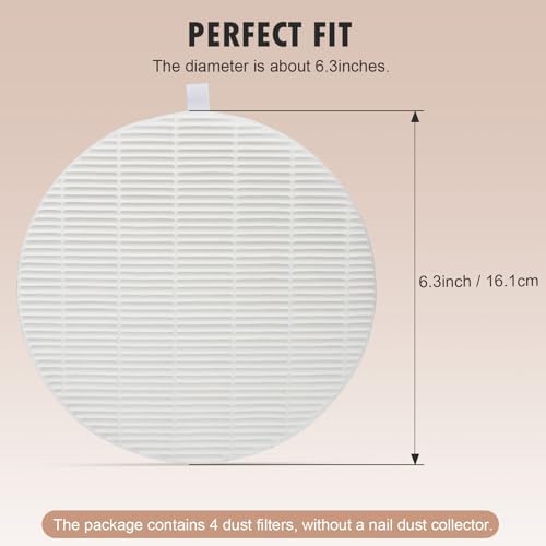 4 Pack Replacement Filters Compatible with MelodySusie HPro/SProR Nail Dust Collector, Home or Nail Salons Use Reusable Refill Filters for Nail Dust Vacuum Machine