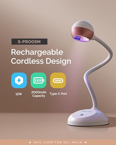 MelodySusie 2 in 1 Gel X Lamp, Cordless Gooseneck Nail Desk Lamp and Flash Cure UV Nail Lamp with Reflector Cup for Flash Curing, Professional Nail Art Tools for Manicure, Salon Use