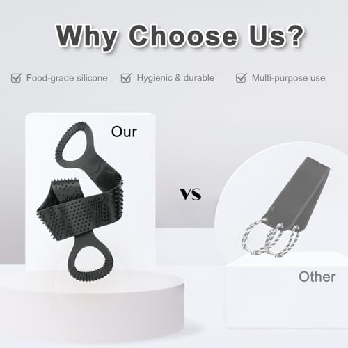 FREATECH Silicone Back Scrubber for Shower, 36" Dual-Sided Back Washer Exfoliator Strap to Clean, Exfoliate and Massage, Easily Cover The Entire Back for Men Women, Easy to Clean, Black