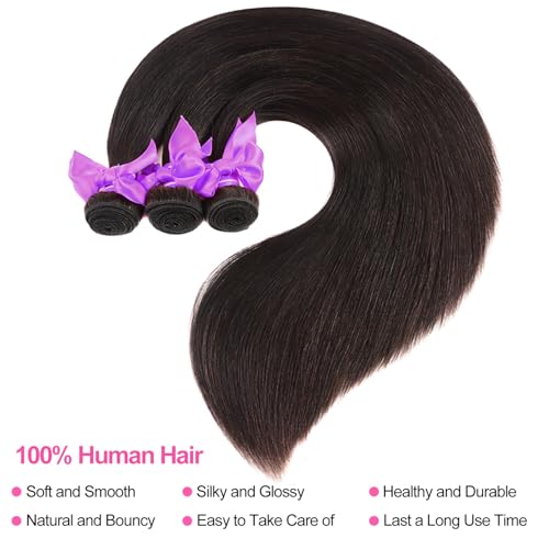 Straight Bundles Human Hair 10A Human Hair 3 Bundles Straight Hair 22 24 26 Inch Brazilian Virgin Deals Human Hair Extensions Natural Color