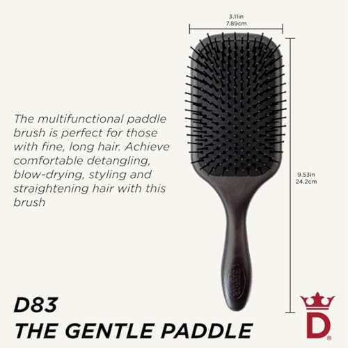 Denman Gentle Paddle Hairbrush for Comfortable Detangling, Blowdrying and Styling