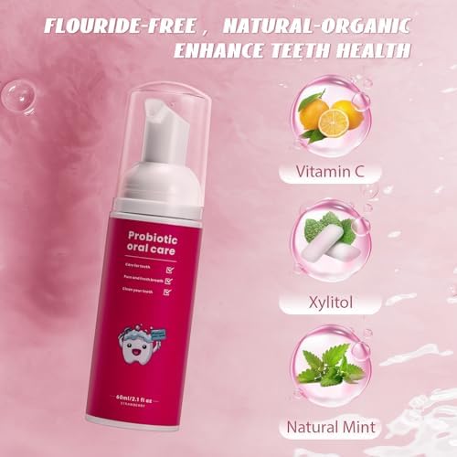 Fluoride Free Foam Kids Toothpaste - ELOTAME Toddler Natural Whitening Toothpaste with Mix Mint Flavor, Organic Travel for U Shaped Toothbrush