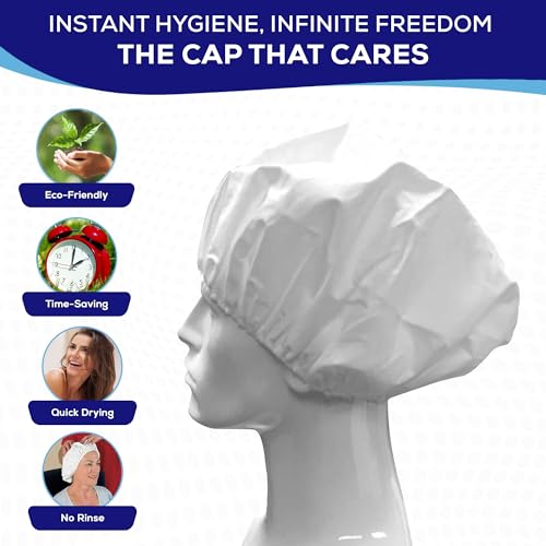 MedVance No Rinse Shampoo Cap | Rinse Free Shower Cap that Shampoos & Conditions | PH Balanced & Hypoallergenic Waterless Hair Wash | 3 Pack