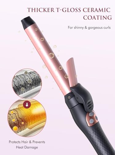 Automatic Rotating Curling Iron 1-inch: LANDOT Easy-to-Use Self Spinning Ceramic Curling Wand for Salon-Worthy Curls & Waves - Quick Heat & Adjustable Temp for All Hair Types