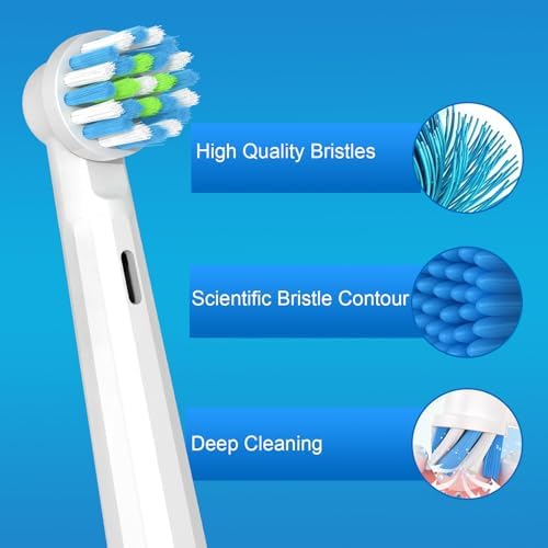Replacement Toothbrush Heads for Oral B Pro 1000 Replacement Heads,Braun Replacement Brush Heads Refill Compatible with Genius X,Smart 1500,Pro 5000,8 Count,White