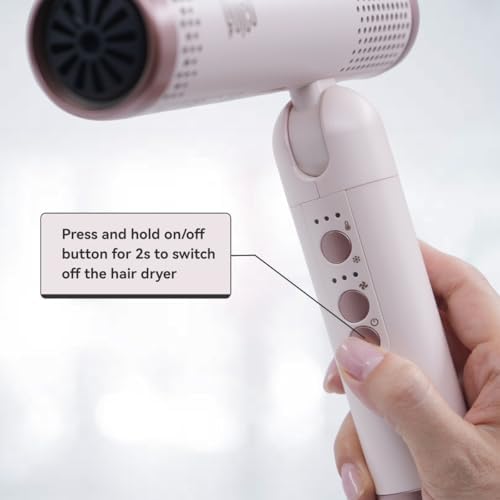 Quico Travel Hair Dryer with Dual Voltage, 120000 RPM Fast Drying Hair Dryers for Women with 500 Million Negative Ions, Thermo-Control Compact Hair Blow Dryer with Cold, 3 Heat & 3 Speed Settings