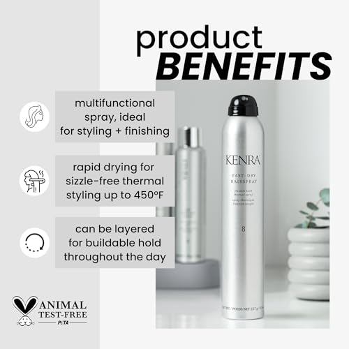 Kenra Fast Dry Hairspray 8 | Flexible Hold Thermal Spray | Multifunctional Spray, Ideal For Both Styling & Finishing | Lightweight, Instant Control | All Hair Types